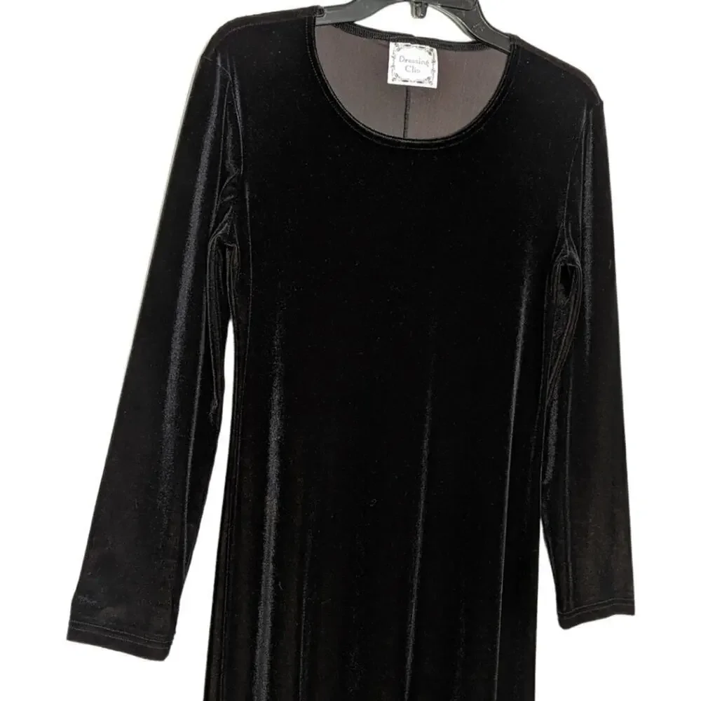 VINTAGE Dressing Clio Black Velvet Maxi Dress Size M - Picture 3 of 8